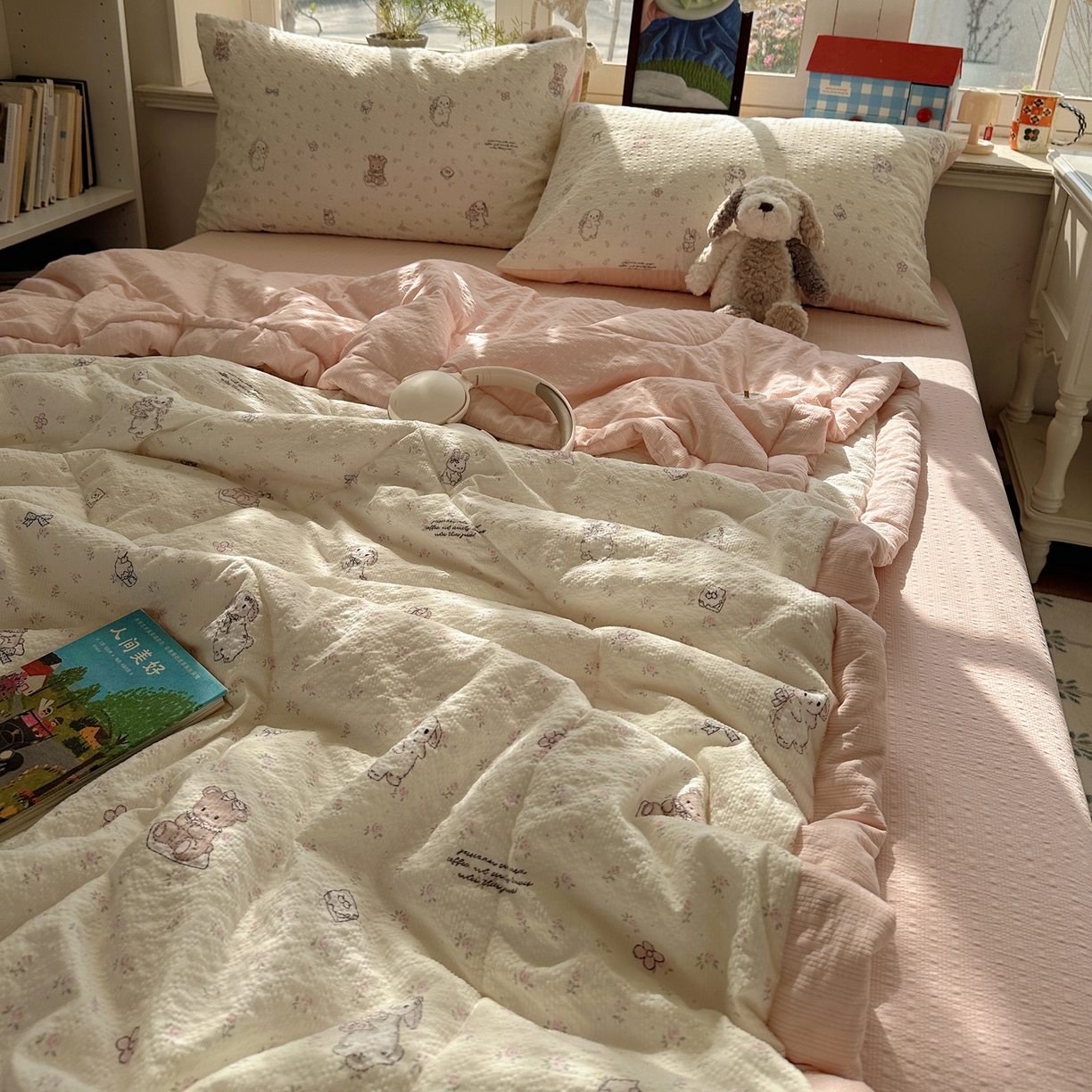 91家纺网 家纺一手货源 找家纺 梵克保罗 2026新款10A抗菌泡芙棉夏被被子被芯 泡芙棉-花间兔语