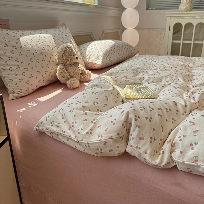 91家纺网 家纺一手货源 找家纺 （总）忆生活家纺 2026春夏新款A类全棉抗菌有氧双层纱亲肤纯棉小清新印花三件套四件套