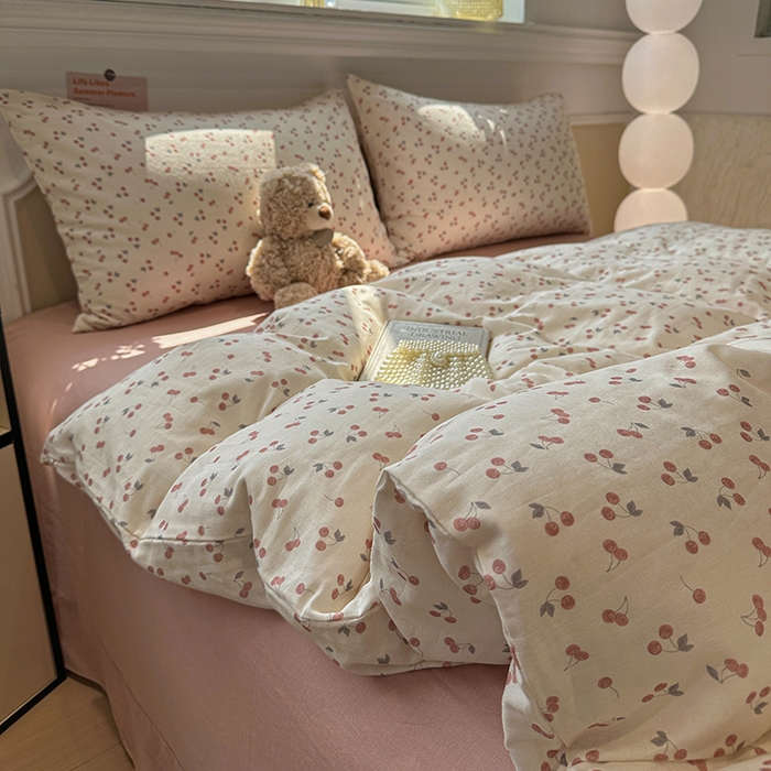 91家纺网 家纺一手货源 找家纺 （总）忆生活家纺 2026春夏新款A类全棉抗菌有氧双层纱亲肤纯棉小清新印花三件套四件套