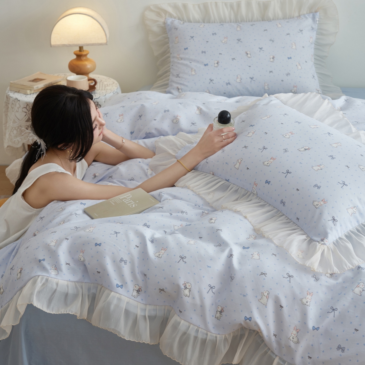 91家纺网 家纺一手货源 找家纺 （总）晨曦家纺 2026春夏新款雪花皱纱花边小碎花小清新少女风四件套