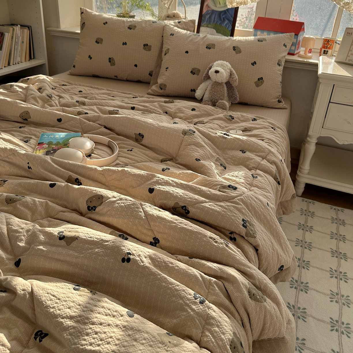 91家纺网 家纺一手货源 找家纺 梵克保罗 2026新款10A抗菌泡芙棉夏被被子被芯 泡芙棉-咖啡猫