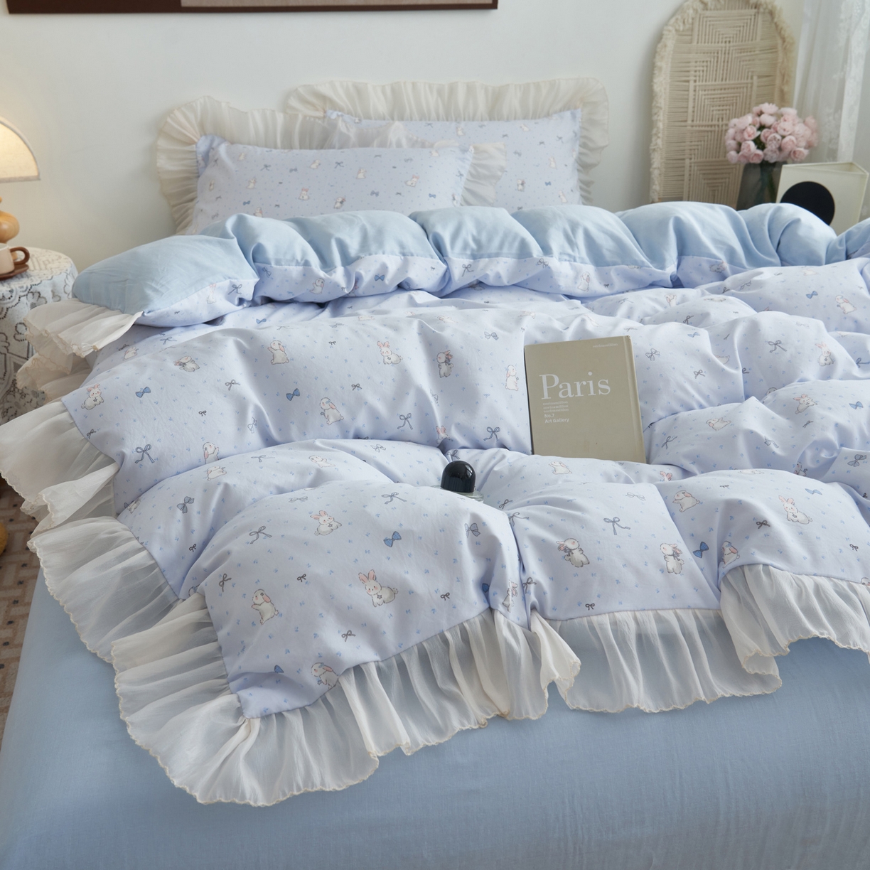 91家纺网 家纺一手货源 找家纺 （总）晨曦家纺 2026春夏新款雪花皱纱花边小碎花小清新少女风四件套