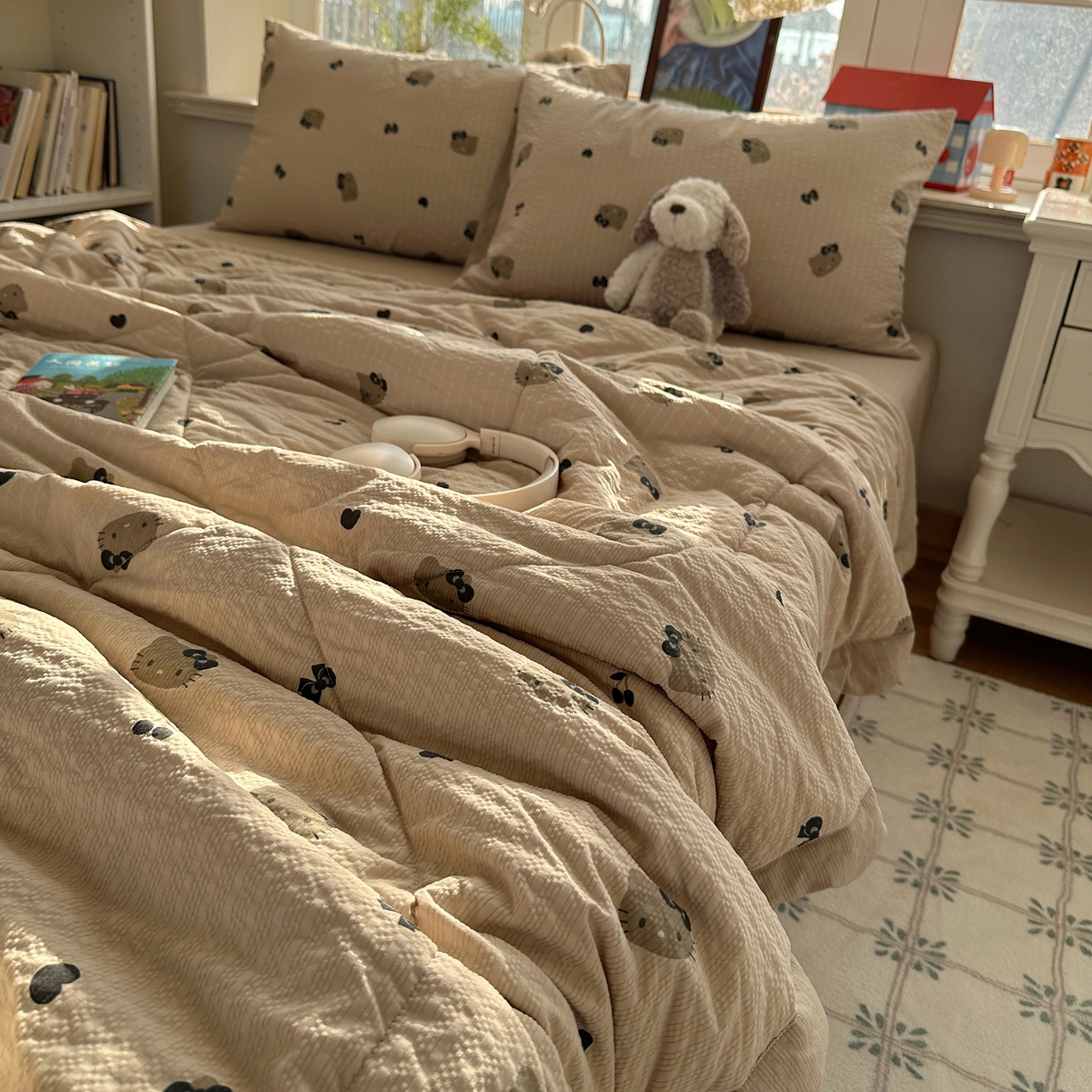 91家纺网 家纺一手货源 找家纺 梵克保罗 2026新款10A抗菌泡芙棉夏被被子被芯 泡芙棉-咖啡猫