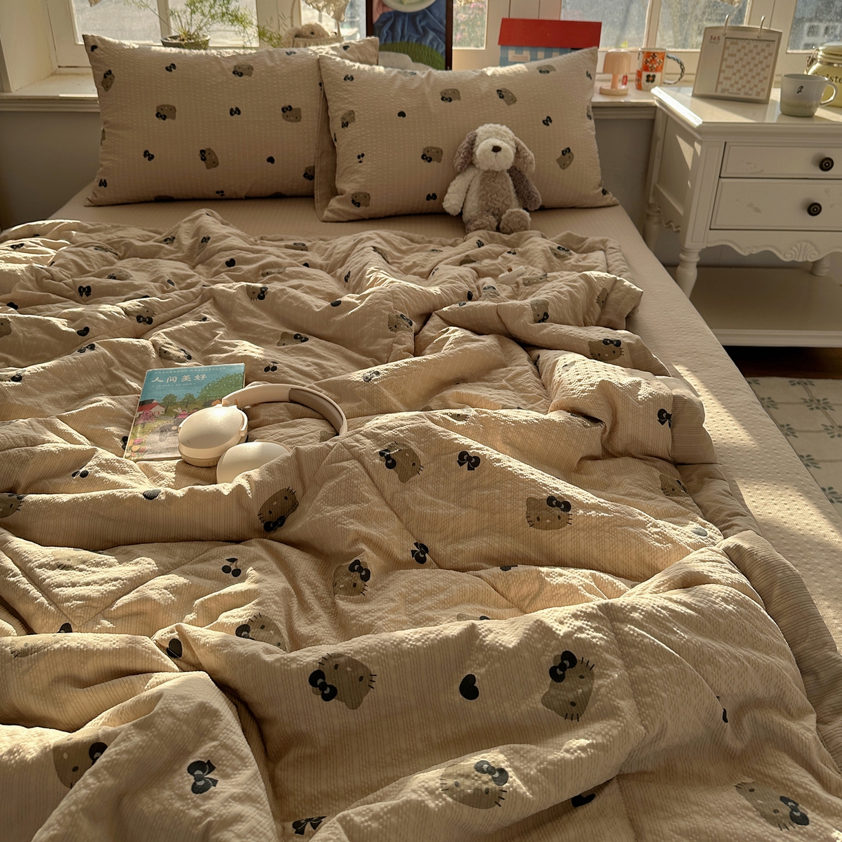 91家纺网 家纺一手货源 找家纺 梵克保罗 2026新款10A抗菌泡芙棉夏被被子被芯 泡芙棉-咖啡猫