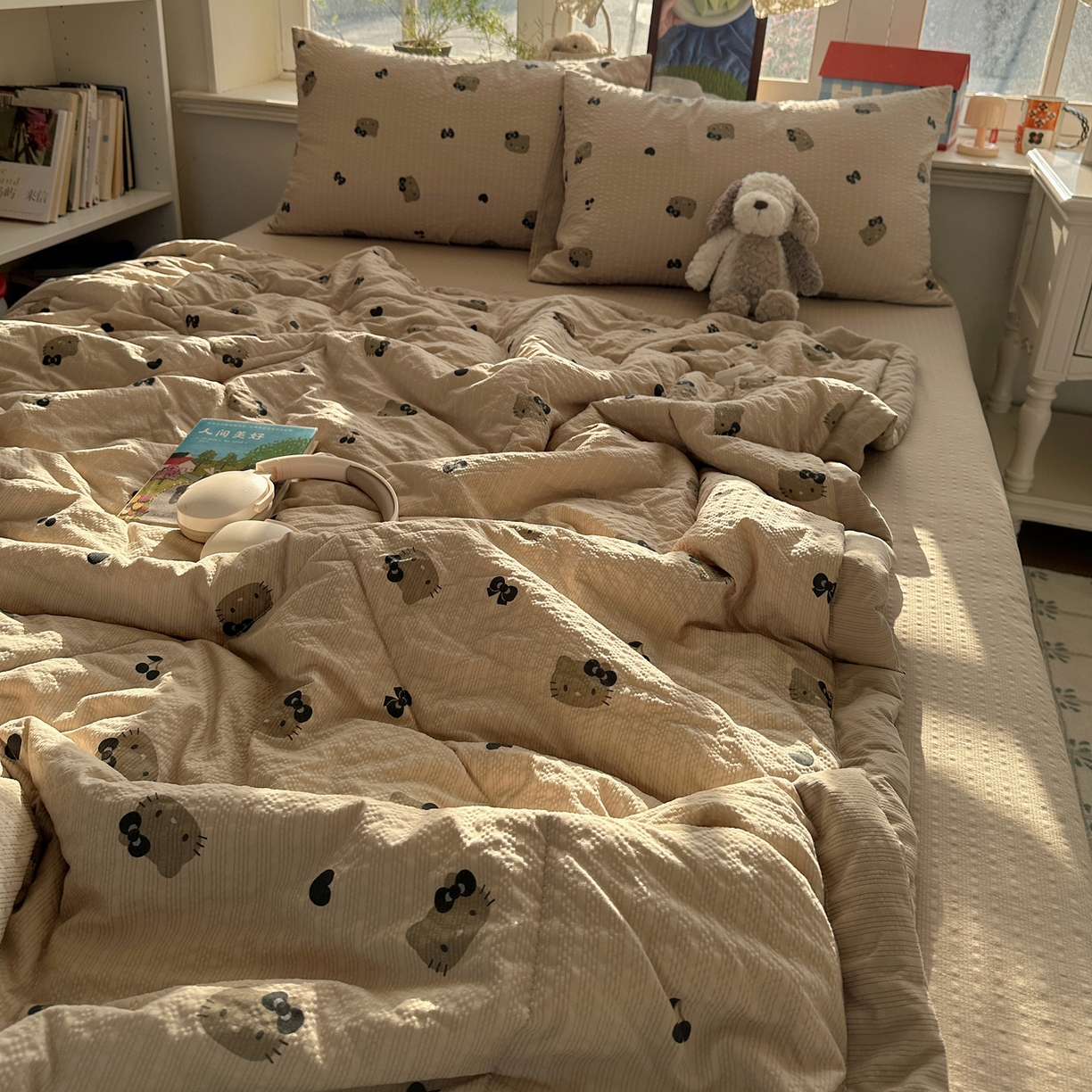 91家纺网 家纺一手货源 找家纺 梵克保罗 2026新款10A抗菌泡芙棉夏被被子被芯 泡芙棉-咖啡猫