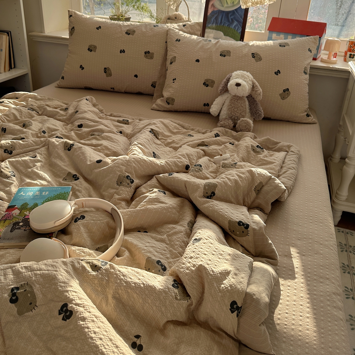 91家纺网 家纺一手货源 找家纺 梵克保罗 2026新款10A抗菌泡芙棉夏被被子被芯 泡芙棉-咖啡猫