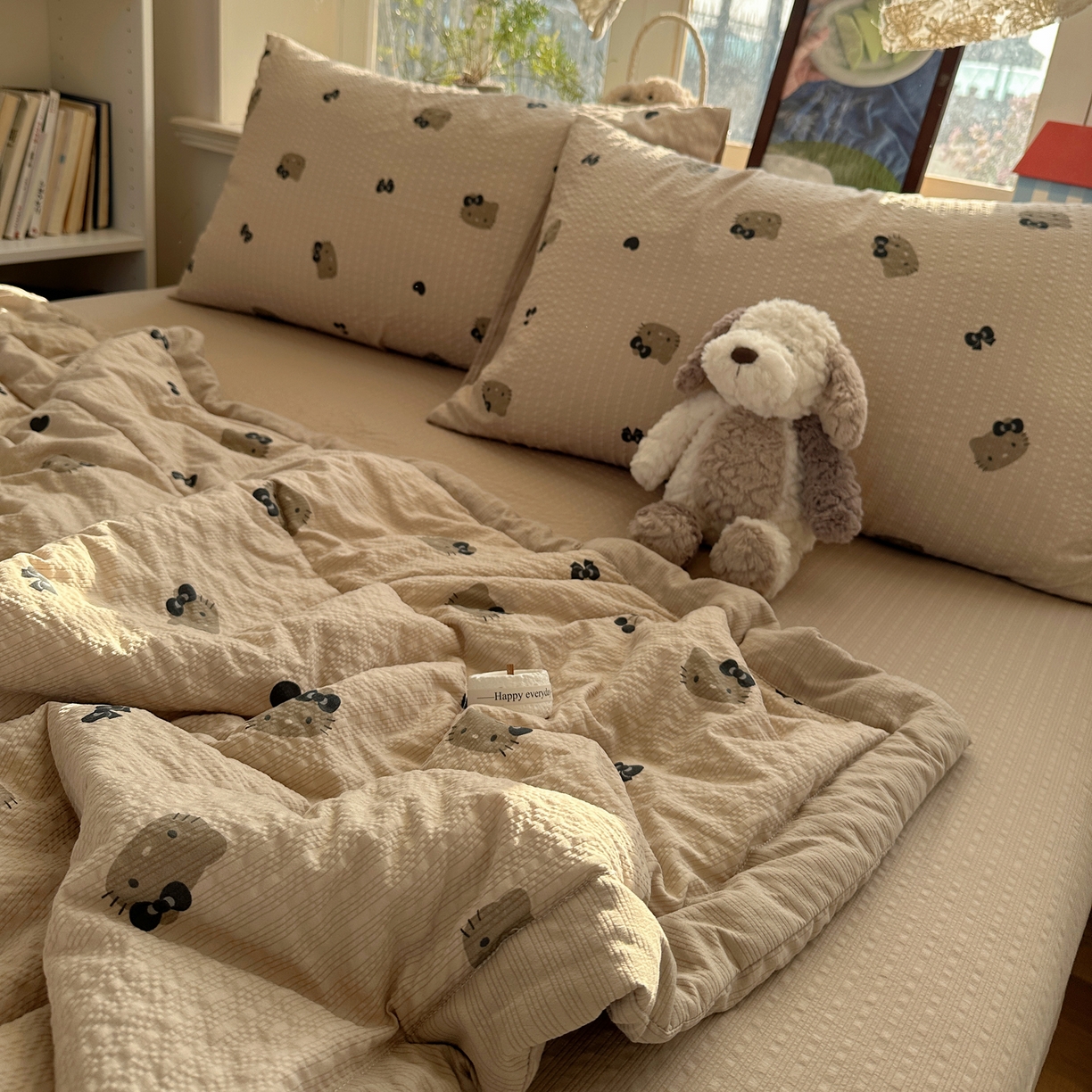 91家纺网 家纺一手货源 找家纺 梵克保罗 2026新款10A抗菌泡芙棉夏被被子被芯 泡芙棉-咖啡猫