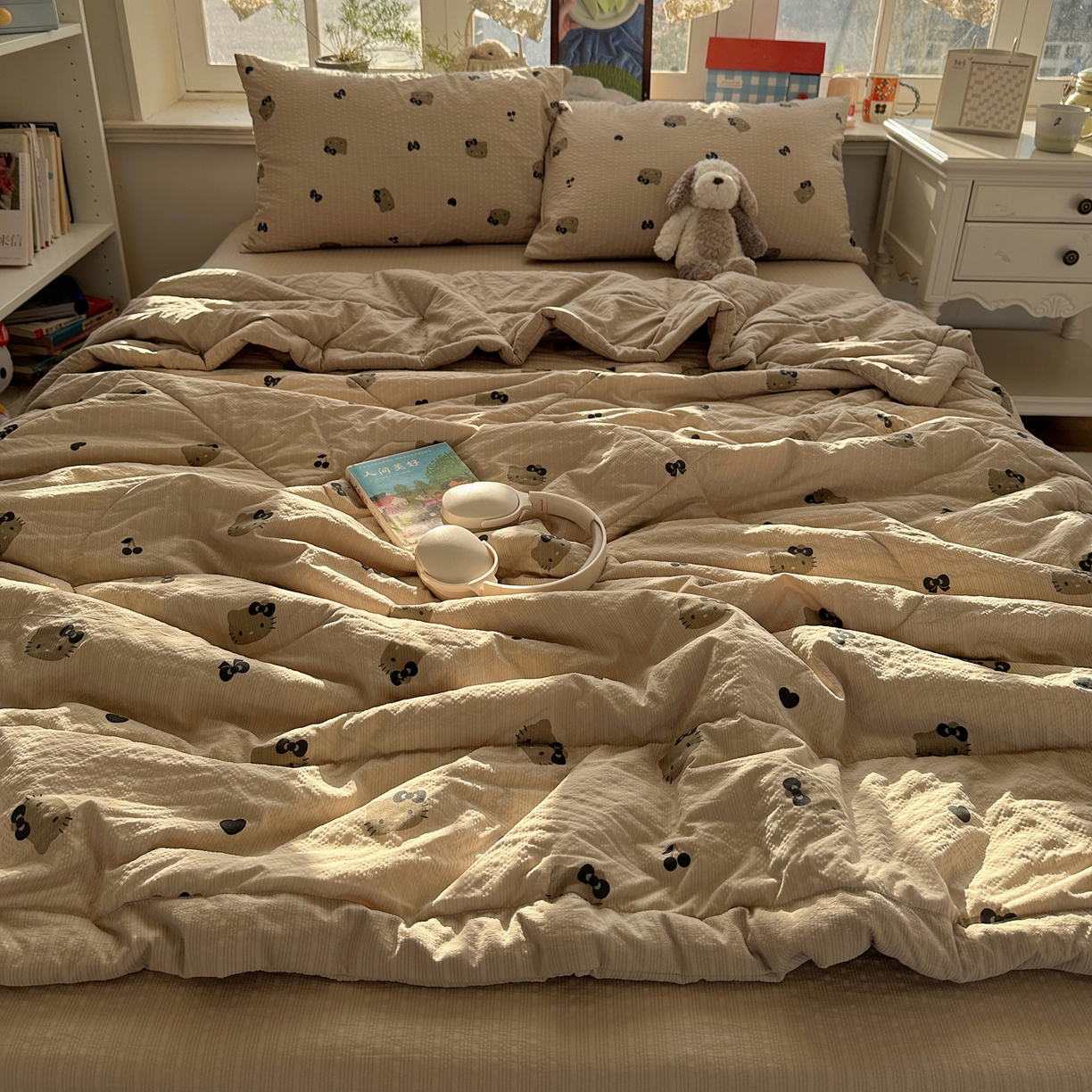 91家纺网 家纺一手货源 找家纺 梵克保罗 2026新款10A抗菌泡芙棉夏被被子被芯 泡芙棉-咖啡猫