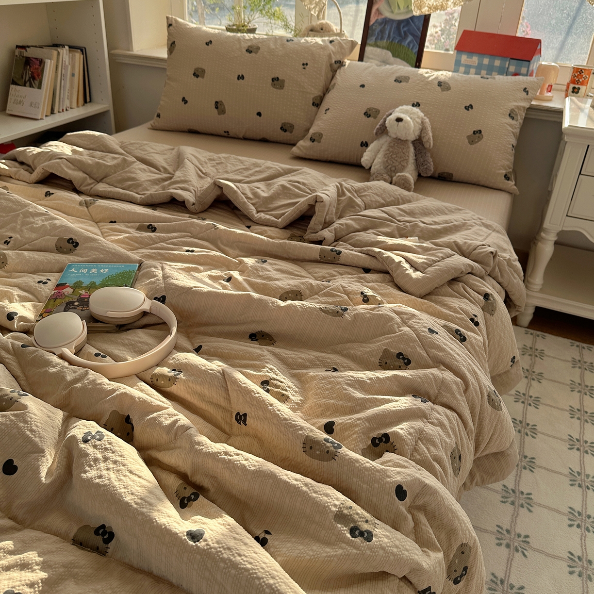 91家纺网 家纺一手货源 找家纺 梵克保罗 2026新款10A抗菌泡芙棉夏被被子被芯 泡芙棉-咖啡猫