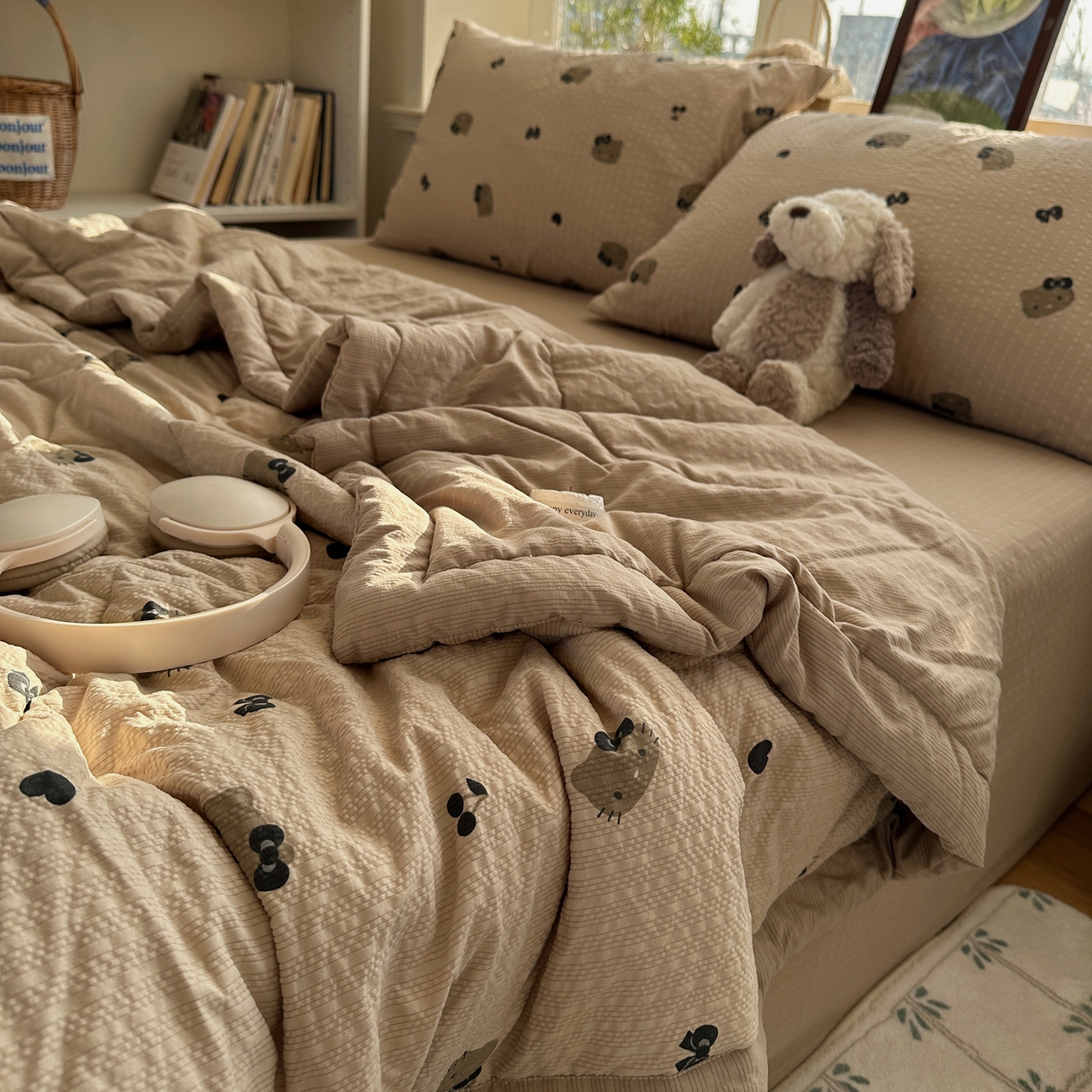 91家纺网 家纺一手货源 找家纺 梵克保罗 2026新款10A抗菌泡芙棉夏被被子被芯 泡芙棉-咖啡猫