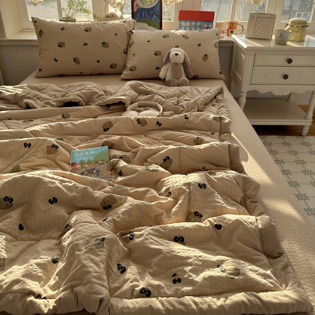 91家纺网 家纺一手货源 找家纺 梵克保罗 2026新款10A抗菌泡芙棉夏被被子被芯 泡芙棉-咖啡猫