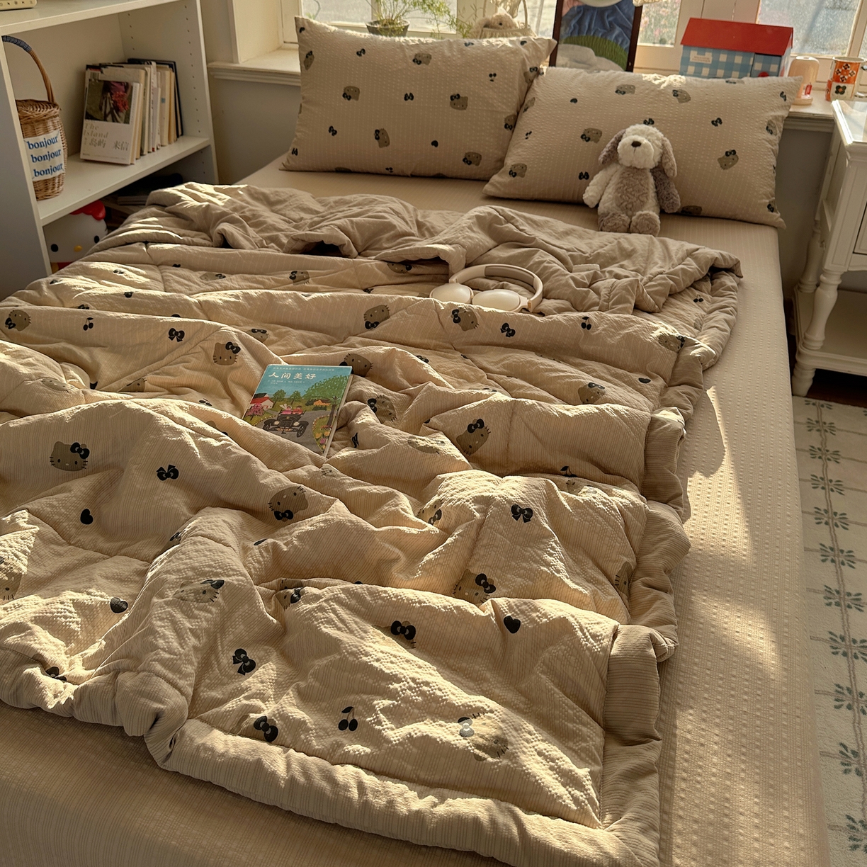 91家纺网 家纺一手货源 找家纺 梵克保罗 2026新款10A抗菌泡芙棉夏被被子被芯 泡芙棉-咖啡猫