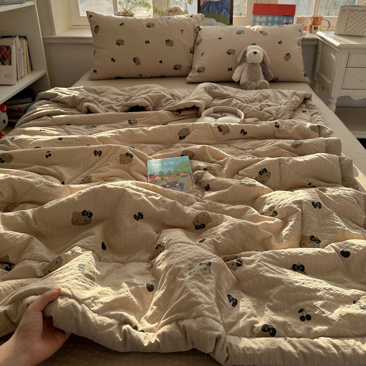 91家纺网 家纺一手货源 找家纺 梵克保罗 2026新款10A抗菌泡芙棉夏被被子被芯 泡芙棉-咖啡猫