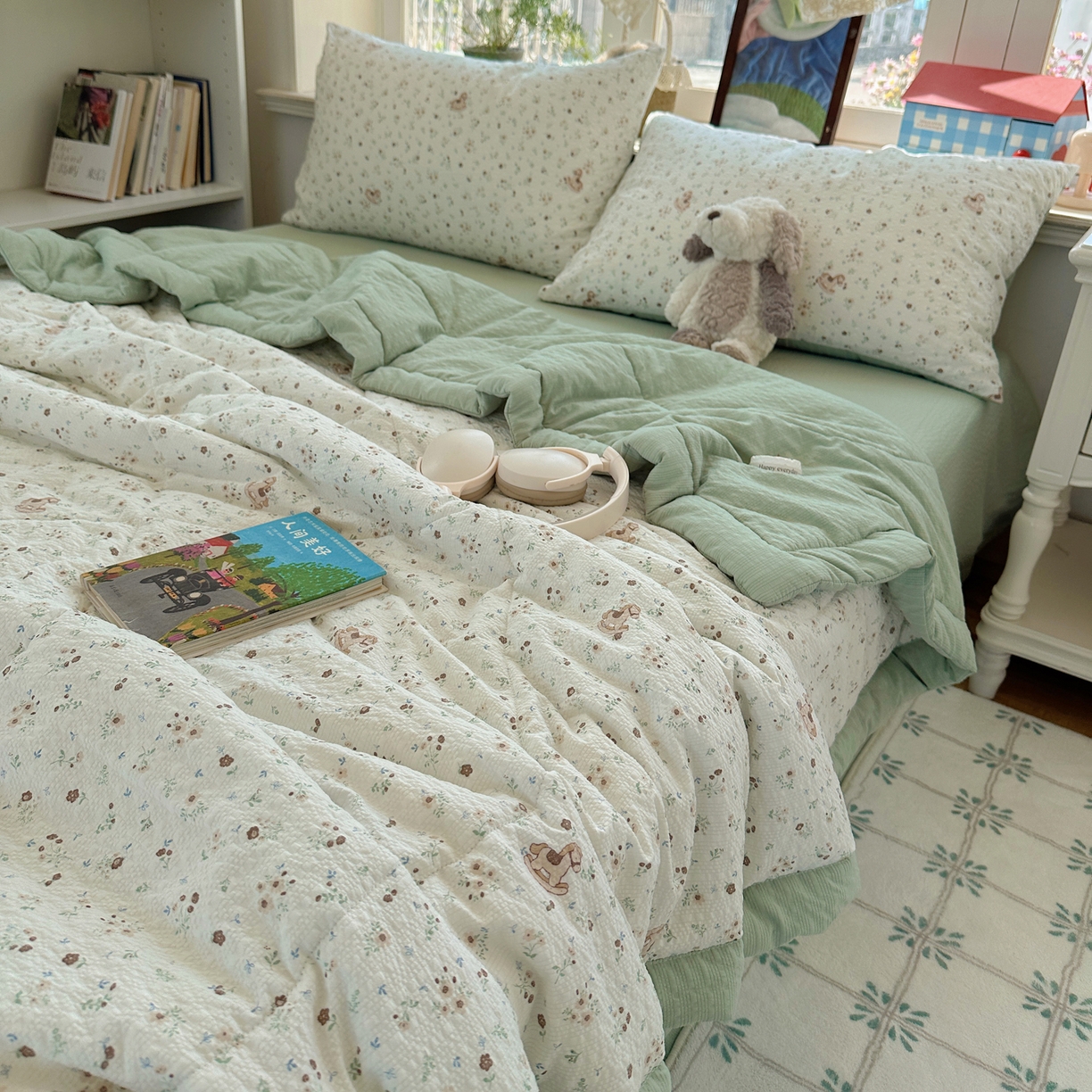 91家纺网 家纺一手货源 找家纺 梵克保罗 2026新款10A抗菌泡芙棉夏被被子被芯 泡芙棉-木马春序