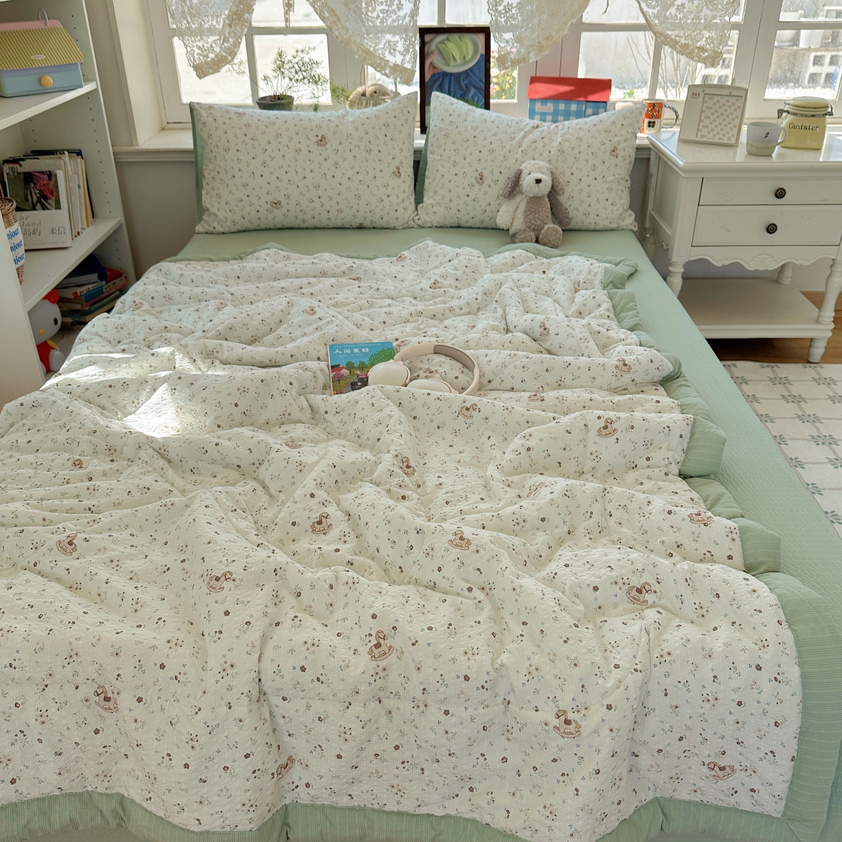 91家纺网 家纺一手货源 找家纺 梵克保罗 2026新款10A抗菌泡芙棉夏被被子被芯 泡芙棉-木马春序