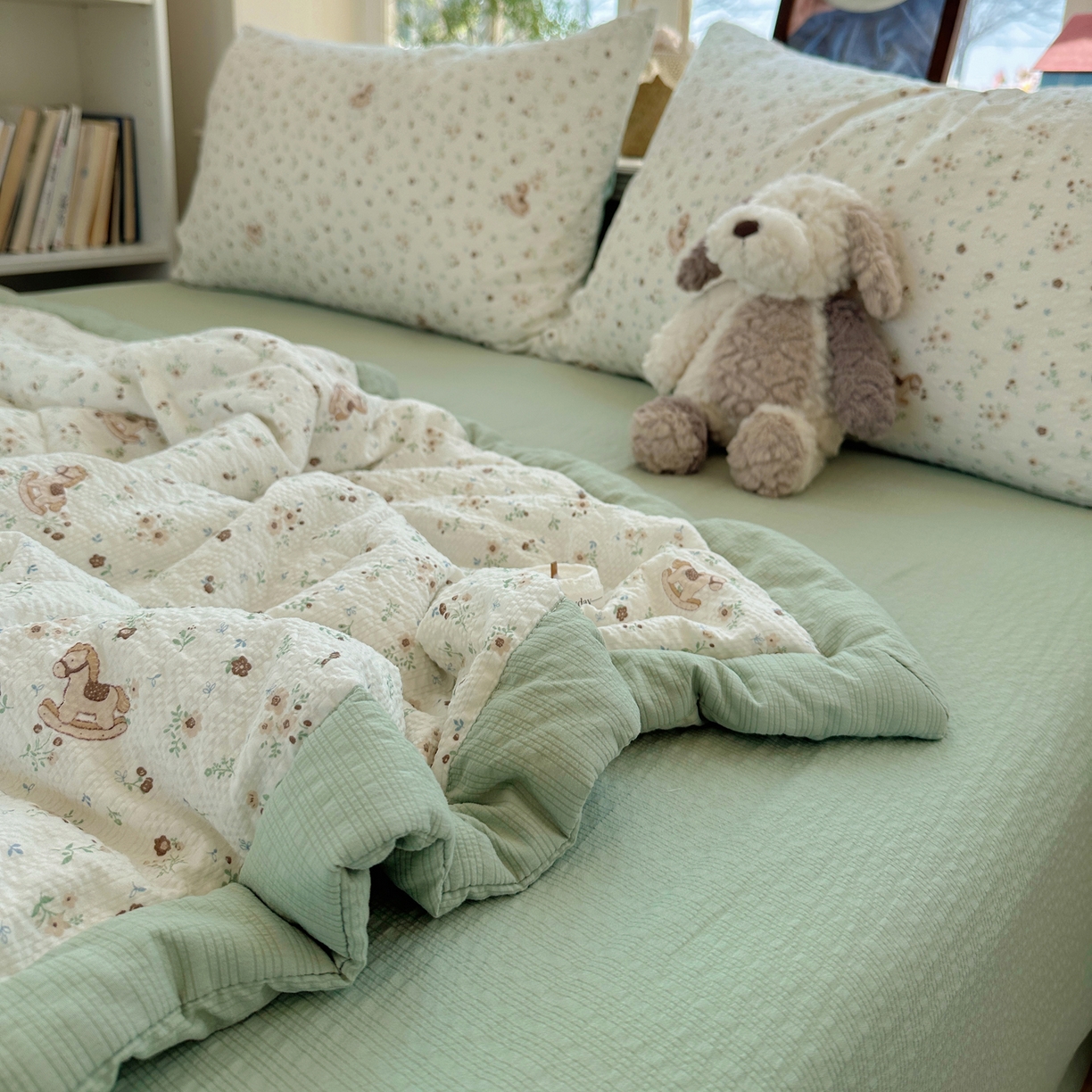 91家纺网 家纺一手货源 找家纺 梵克保罗 2026新款10A抗菌泡芙棉夏被被子被芯 泡芙棉-木马春序