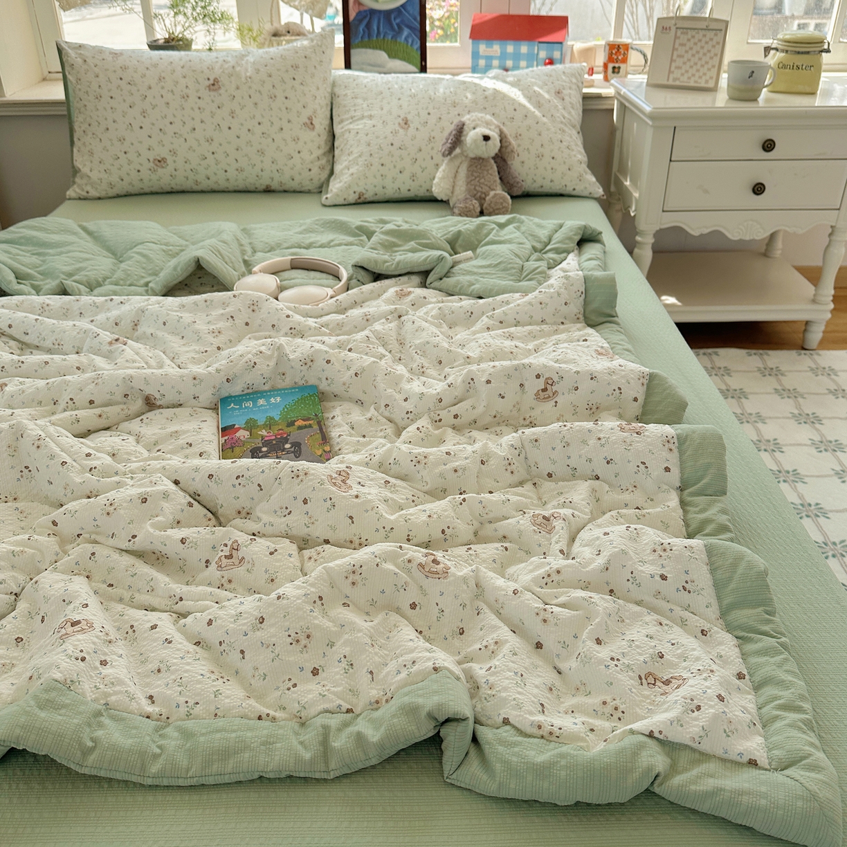 91家纺网 家纺一手货源 找家纺 梵克保罗 2026新款10A抗菌泡芙棉夏被被子被芯 泡芙棉-木马春序