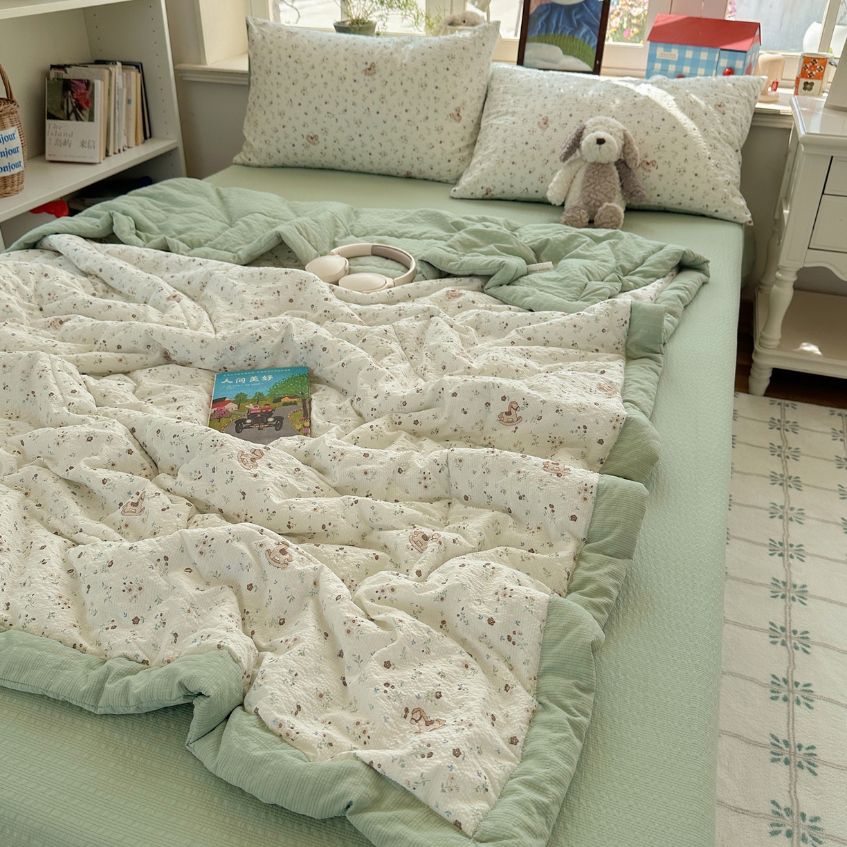 91家纺网 家纺一手货源 找家纺 梵克保罗 2026新款10A抗菌泡芙棉夏被被子被芯 泡芙棉-木马春序