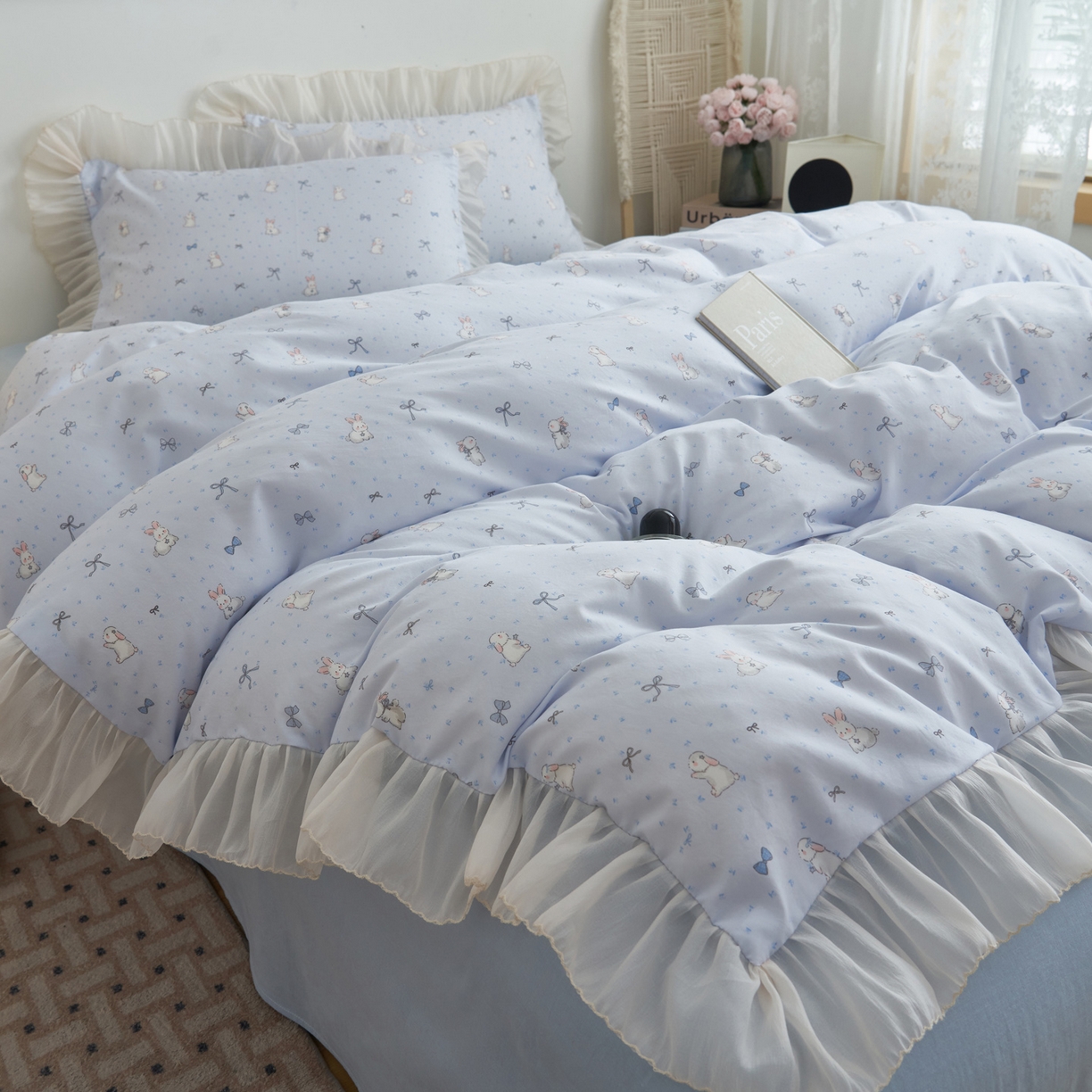 91家纺网 家纺一手货源 找家纺 （总）晨曦家纺 2026春夏新款雪花皱纱花边小碎花小清新少女风四件套