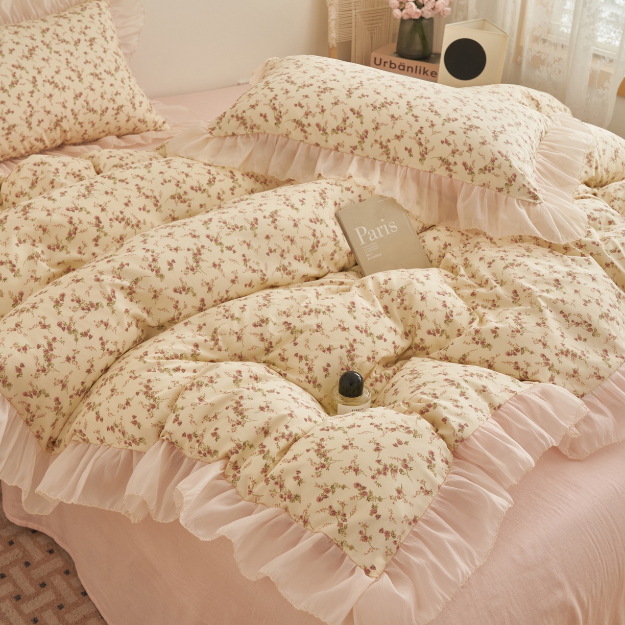 91家纺网 家纺一手货源 找家纺 （总）晨曦家纺 2026春夏新款雪花皱纱花边小碎花小清新少女风四件套