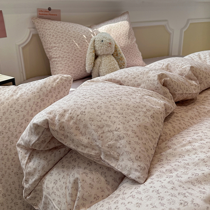 91家纺网 家纺一手货源 找家纺 （总）忆生活家纺 2026春夏新款A类全棉抗菌有氧双层纱亲肤纯棉小清新印花三件套四件套