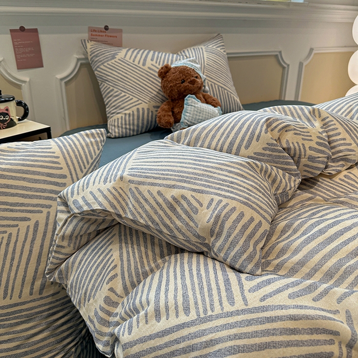 91家纺网 家纺一手货源 找家纺 （总）忆生活家纺 2026春夏新款A类全棉抗菌有氧双层纱亲肤纯棉小清新印花三件套四件套