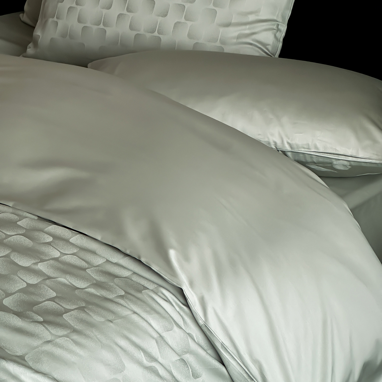 91家纺网 家纺一手货源 找家纺 时光里 2026新款100S贡缎提花全棉四件套 方糖肌理-绿