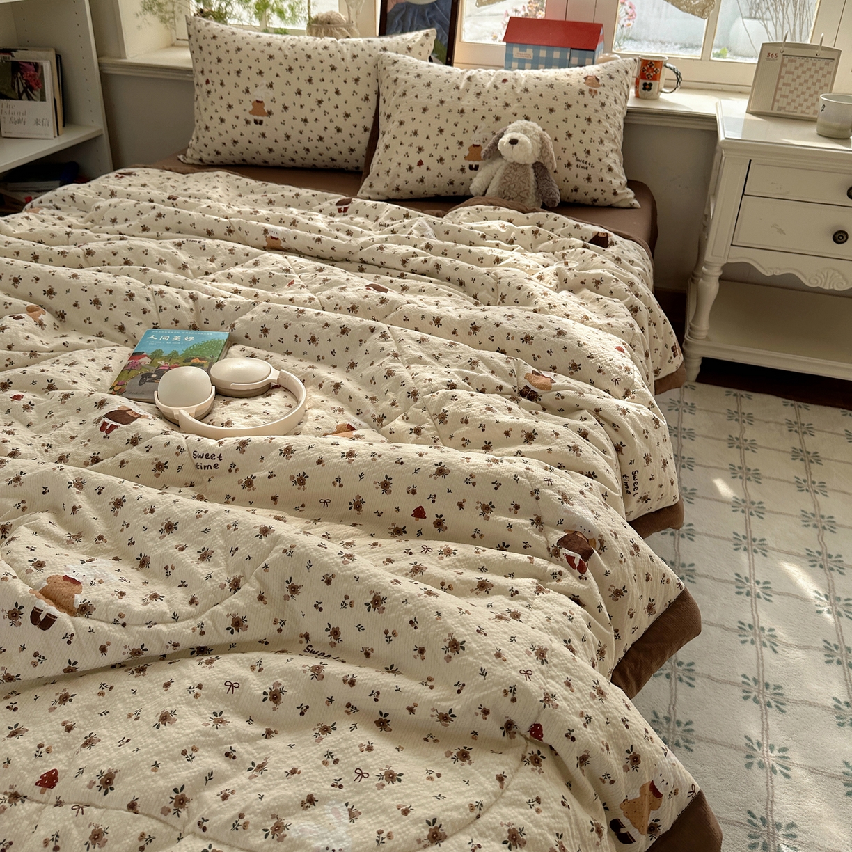 91家纺网 家纺一手货源 找家纺 梵克保罗 2026新款10A抗菌泡芙棉夏被被子被芯 泡芙棉-田园兔