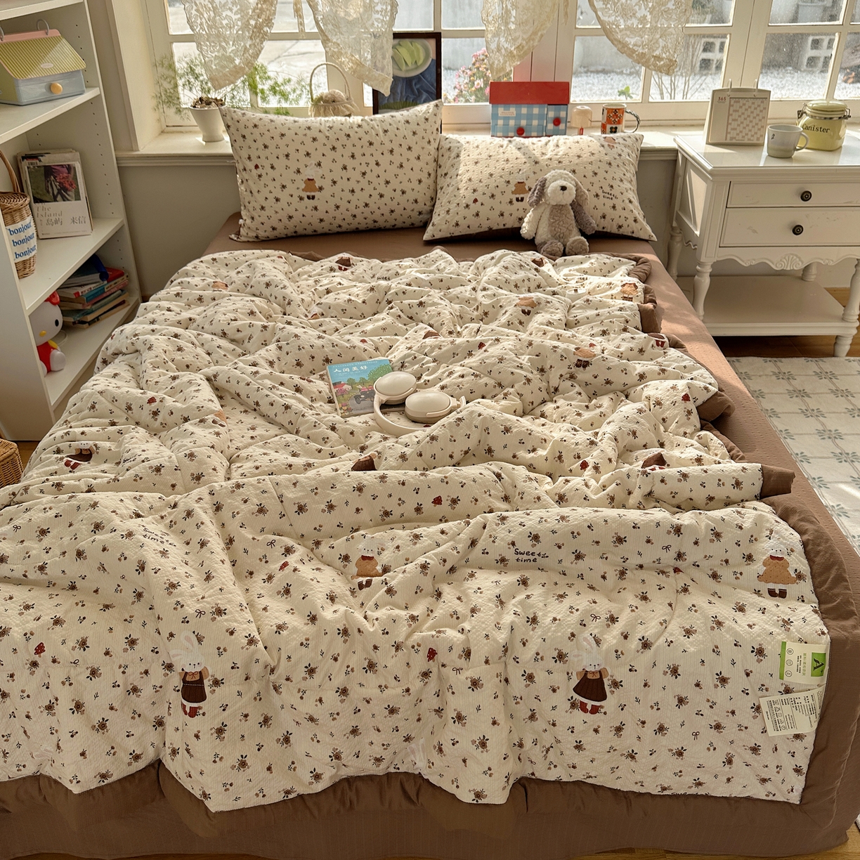 91家纺网 家纺一手货源 找家纺 梵克保罗 2026新款10A抗菌泡芙棉夏被被子被芯 泡芙棉-田园兔