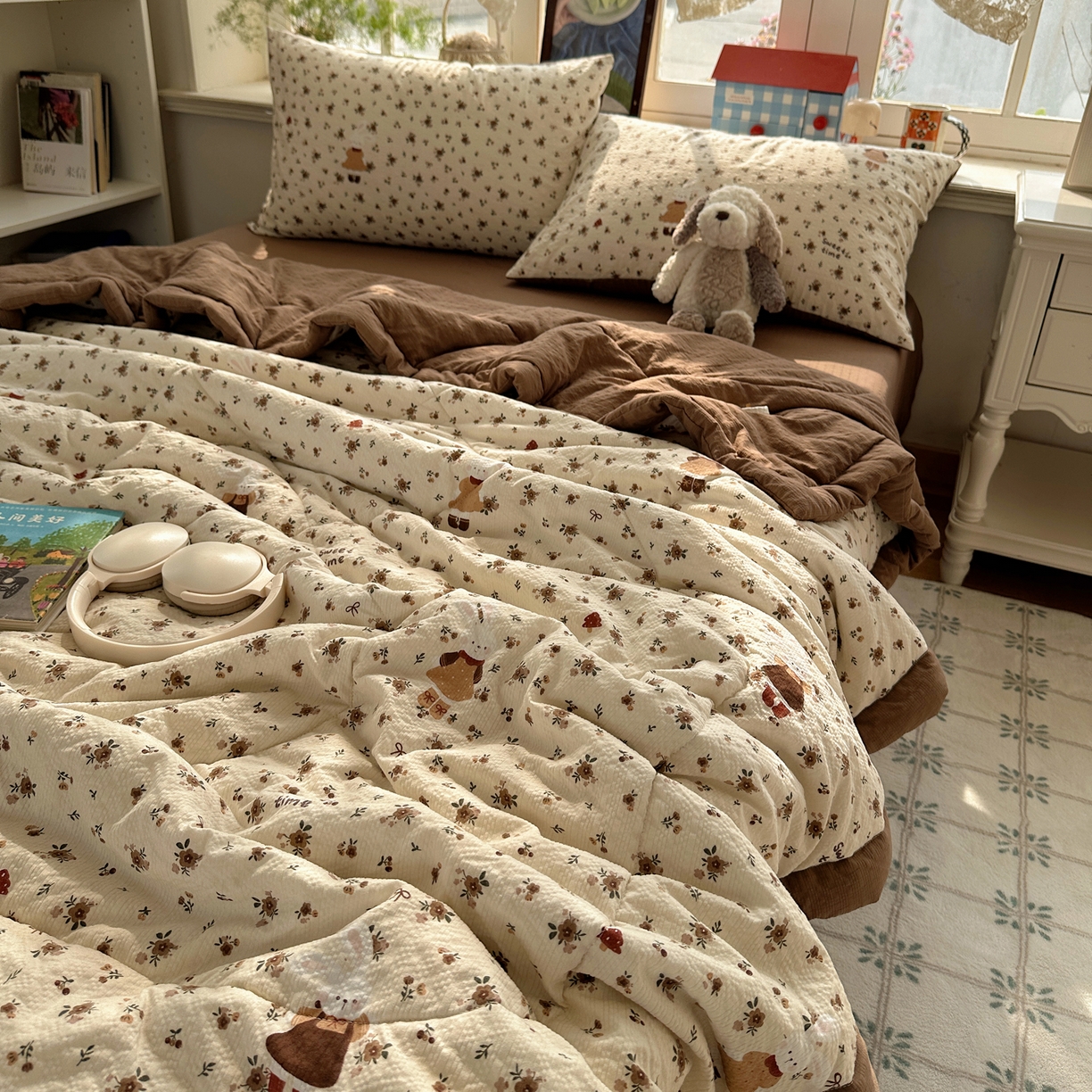 91家纺网 家纺一手货源 找家纺 梵克保罗 2026新款10A抗菌泡芙棉夏被被子被芯 泡芙棉-田园兔