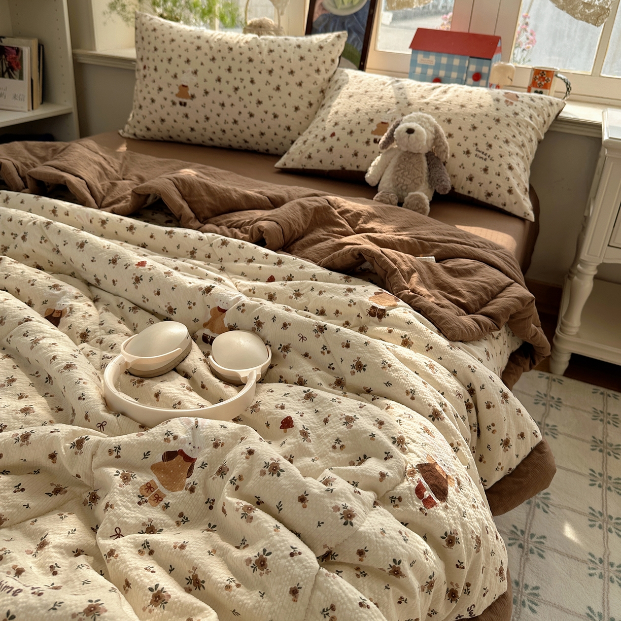 91家纺网 家纺一手货源 找家纺 梵克保罗 2026新款10A抗菌泡芙棉夏被被子被芯 泡芙棉-田园兔