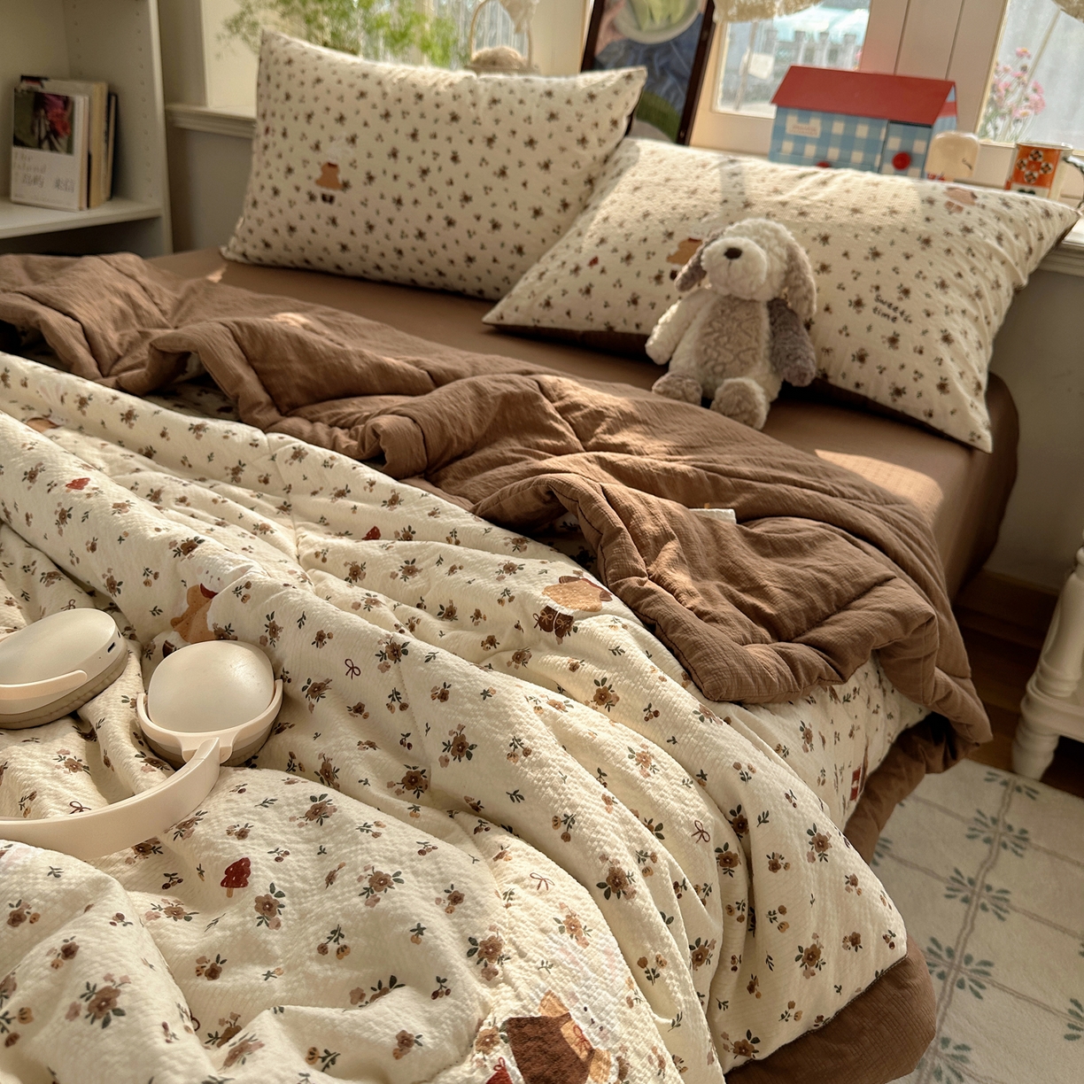 91家纺网 家纺一手货源 找家纺 梵克保罗 2026新款10A抗菌泡芙棉夏被被子被芯 泡芙棉-田园兔