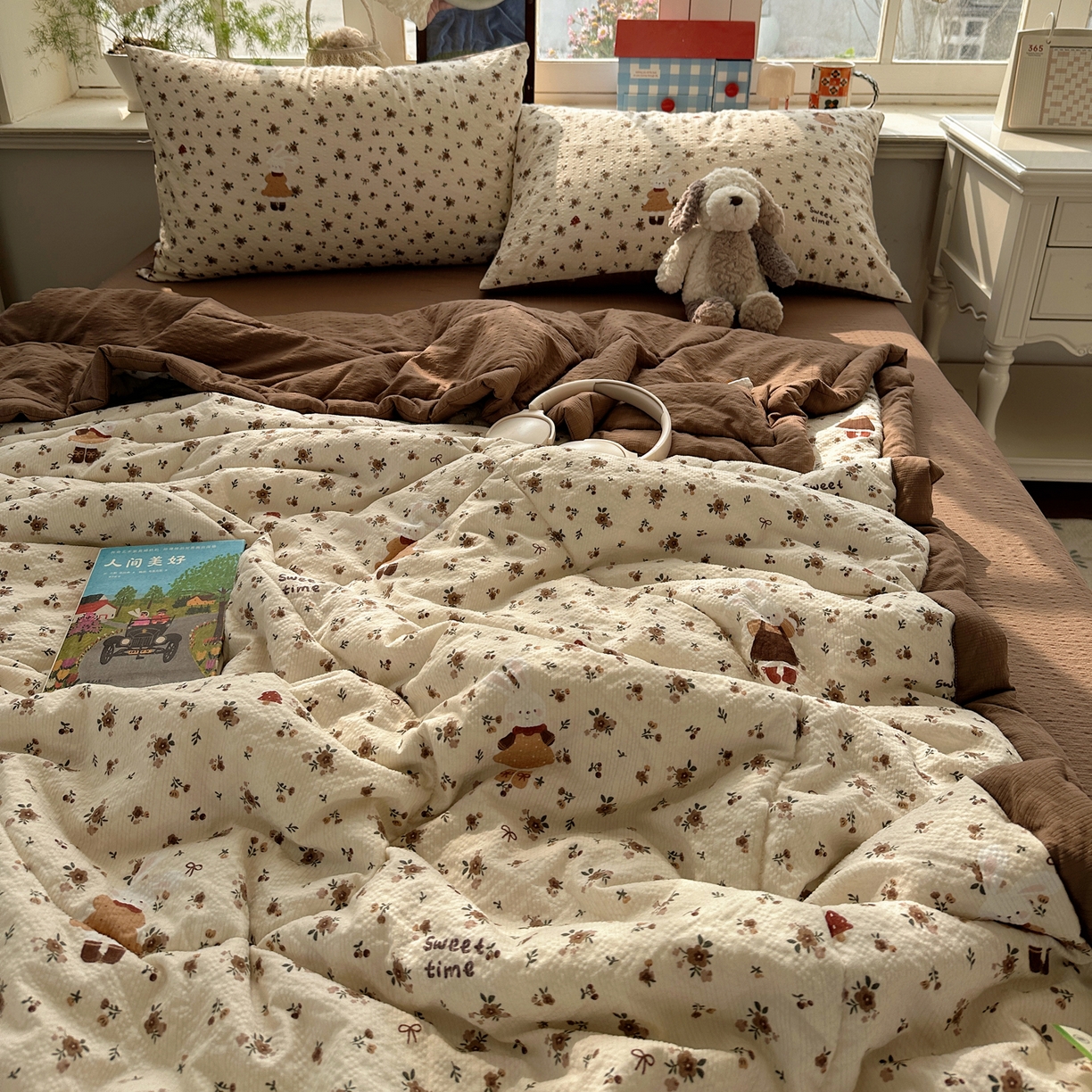 91家纺网 家纺一手货源 找家纺 梵克保罗 2026新款10A抗菌泡芙棉夏被被子被芯 泡芙棉-田园兔