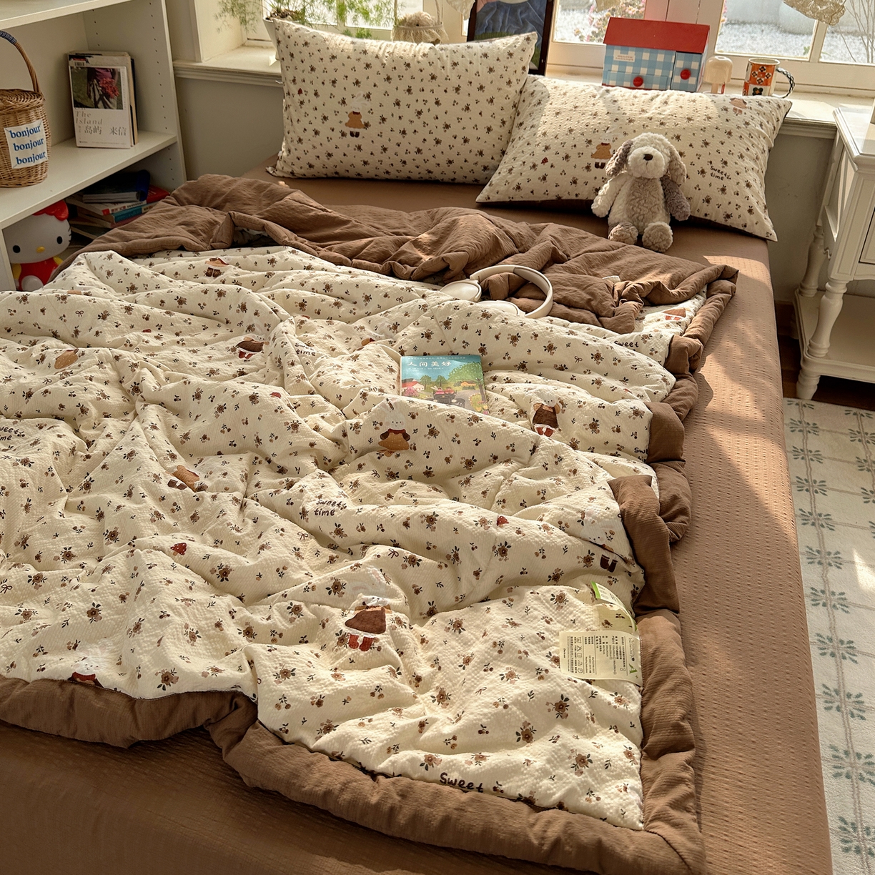 91家纺网 家纺一手货源 找家纺 梵克保罗 2026新款10A抗菌泡芙棉夏被被子被芯 泡芙棉-田园兔