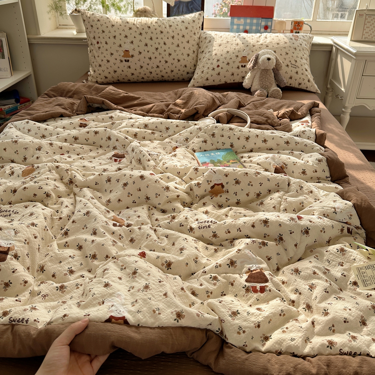 91家纺网 家纺一手货源 找家纺 梵克保罗 2026新款10A抗菌泡芙棉夏被被子被芯 泡芙棉-田园兔