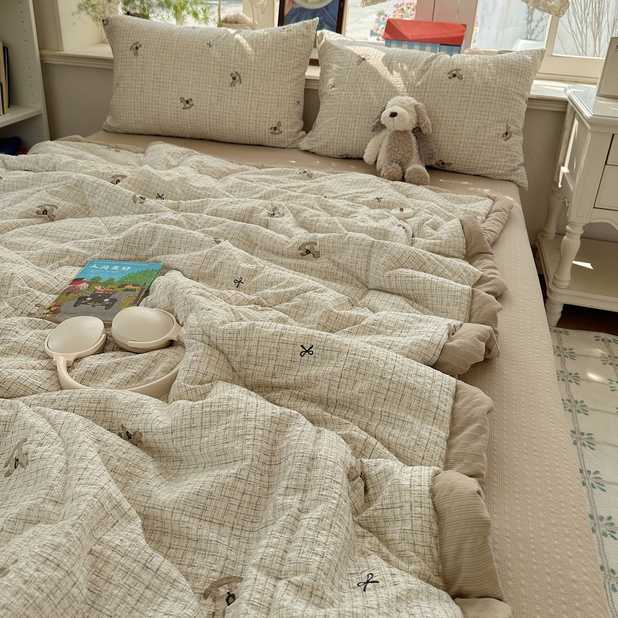 91家纺网 家纺一手货源 找家纺 梵克保罗 2026新款10A抗菌泡芙棉夏被被子被芯 泡芙棉-织纹萌驹