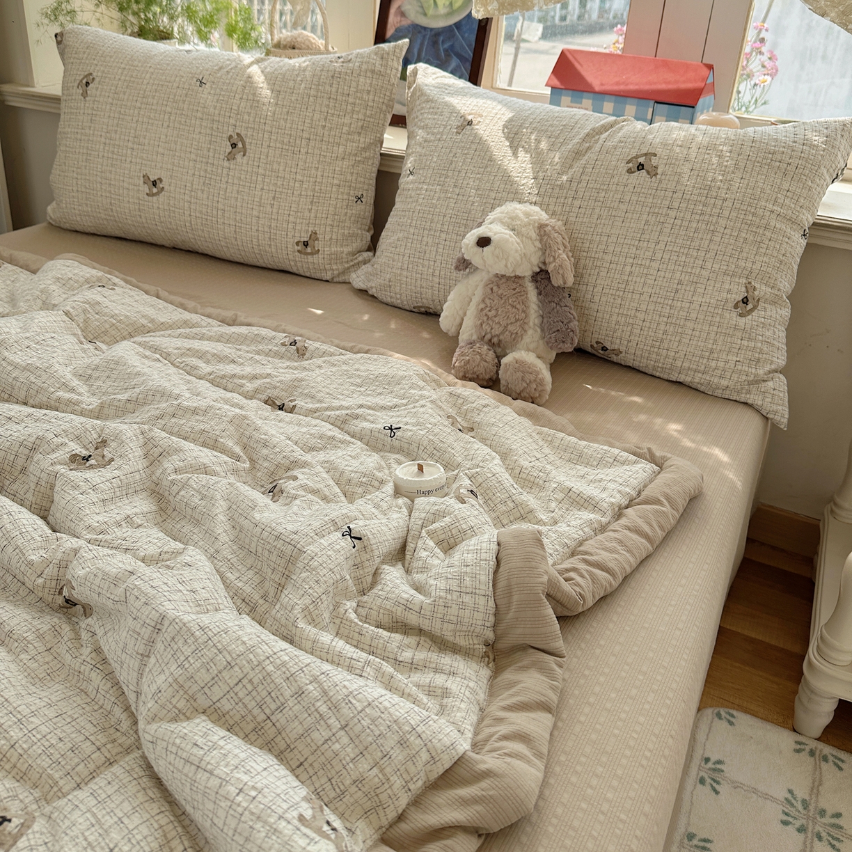 91家纺网 家纺一手货源 找家纺 梵克保罗 2026新款10A抗菌泡芙棉夏被被子被芯 泡芙棉-织纹萌驹