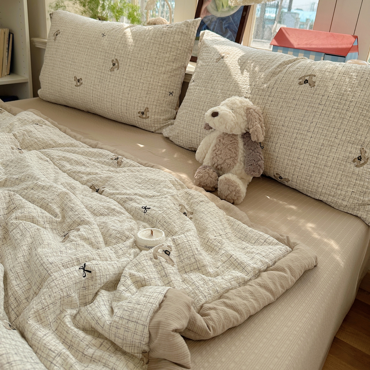 91家纺网 家纺一手货源 找家纺 梵克保罗 2026新款10A抗菌泡芙棉夏被被子被芯 泡芙棉-织纹萌驹