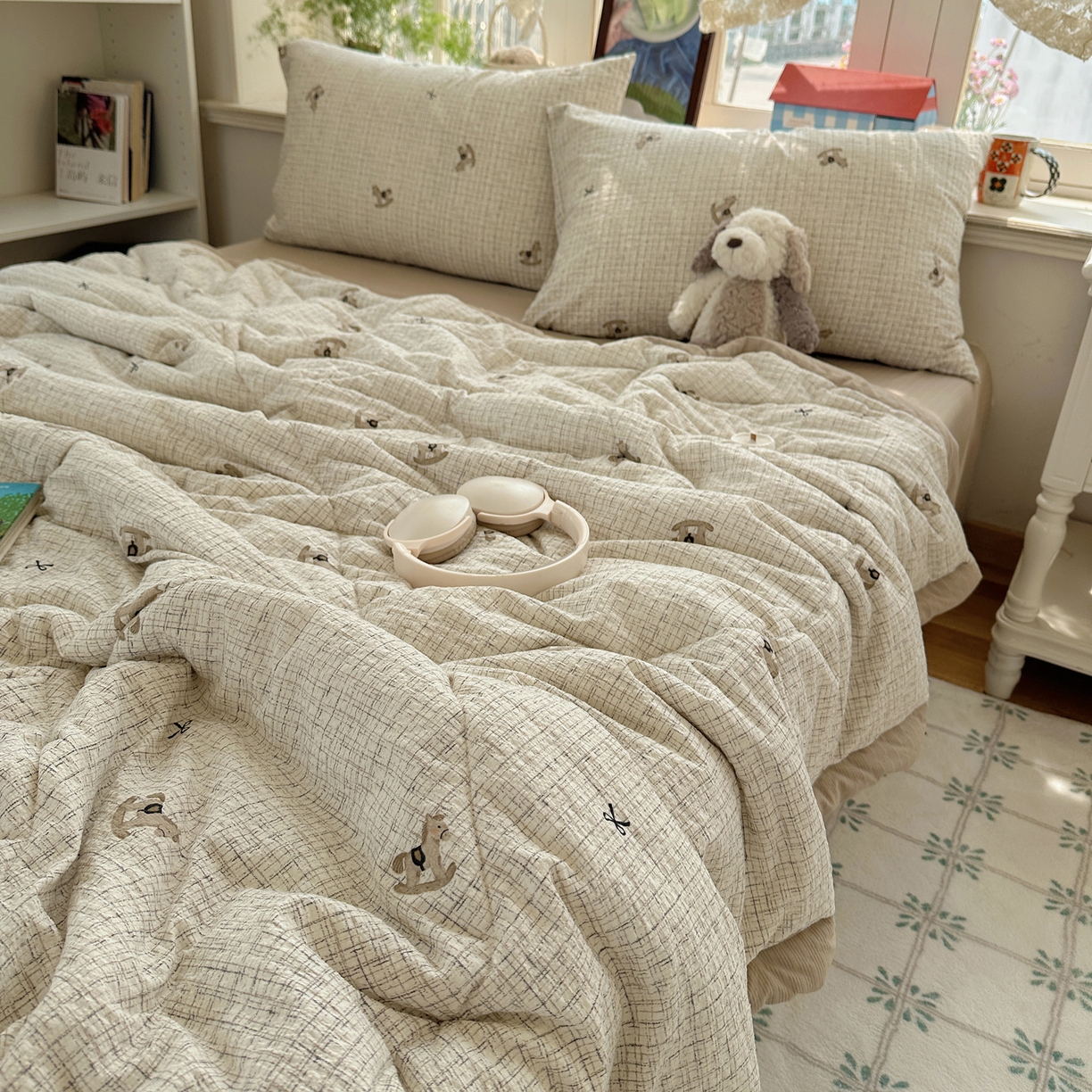 91家纺网 家纺一手货源 找家纺 梵克保罗 2026新款10A抗菌泡芙棉夏被被子被芯 泡芙棉-织纹萌驹