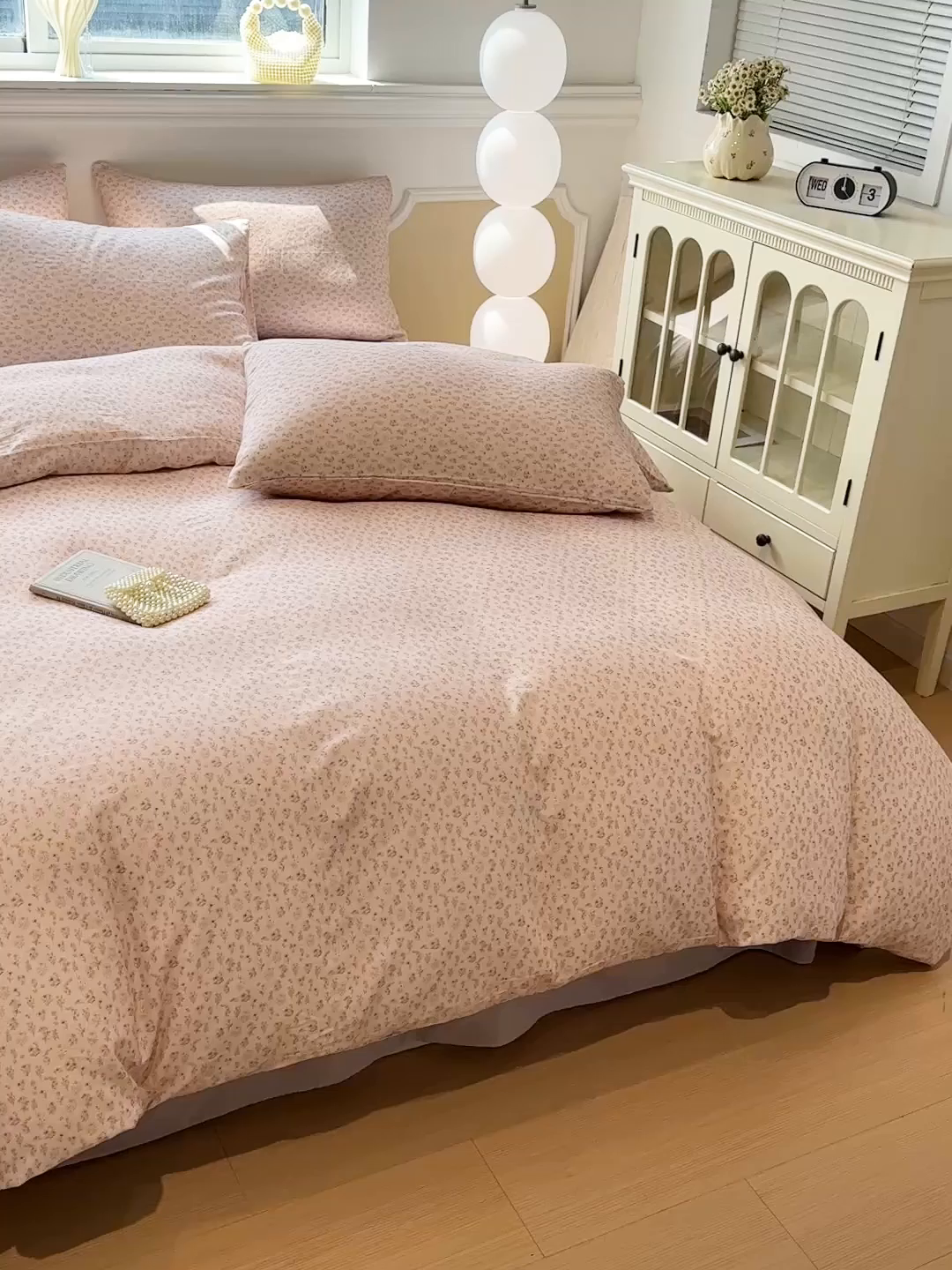 91家纺网 家纺一手货源 找家纺 忆生活家纺 2026春夏新款A类全棉纯棉有氧双层纱小清新四件套 芳草