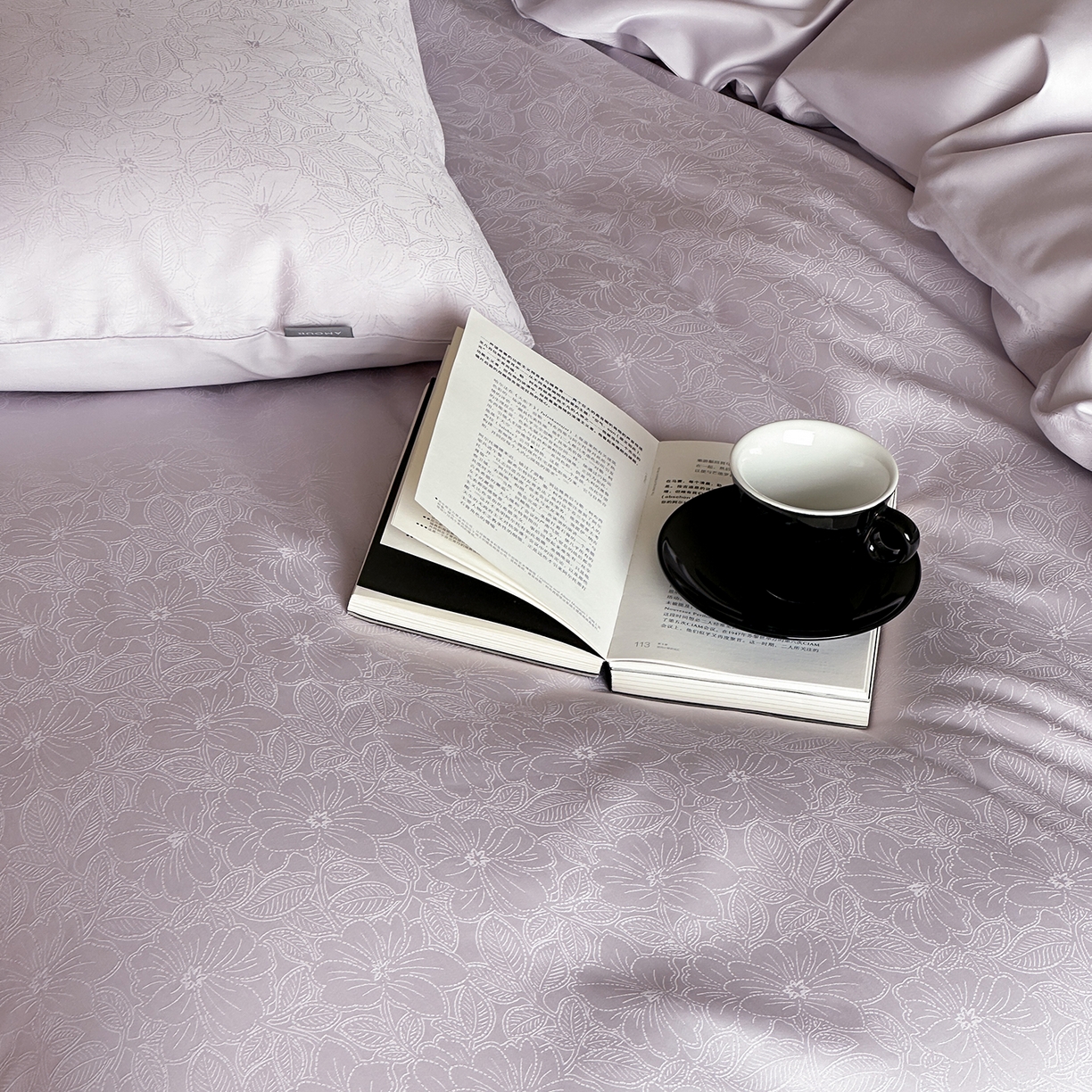 91家纺网 家纺一手货源 找家纺 时光里 2026新款100S贡缎提花全棉四件套 浅樱织梦-紫