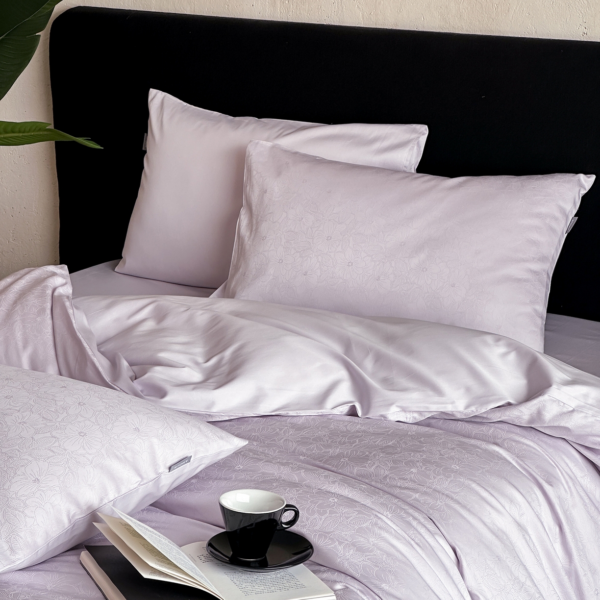 91家纺网 家纺一手货源 找家纺 时光里 2026新款100S贡缎提花全棉四件套 浅樱织梦-紫