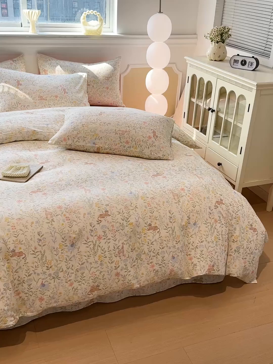 91家纺网 家纺一手货源 找家纺 忆生活家纺 2026春夏新款A类全棉纯棉有氧双层纱小清新四件套 洛克庄园