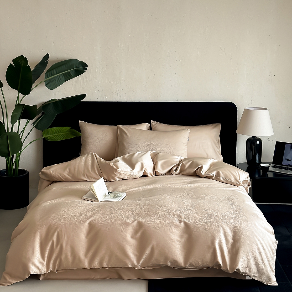 时光里 2026新款100S贡缎提花全棉四件套 序纹-金