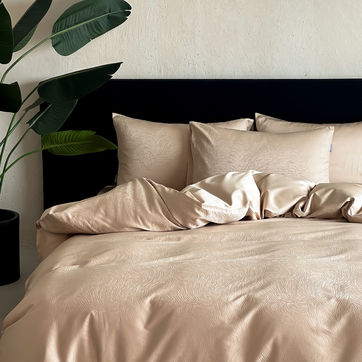 91家纺网 家纺一手货源 找家纺 时光里 2026新款100S贡缎提花全棉四件套 序纹-金