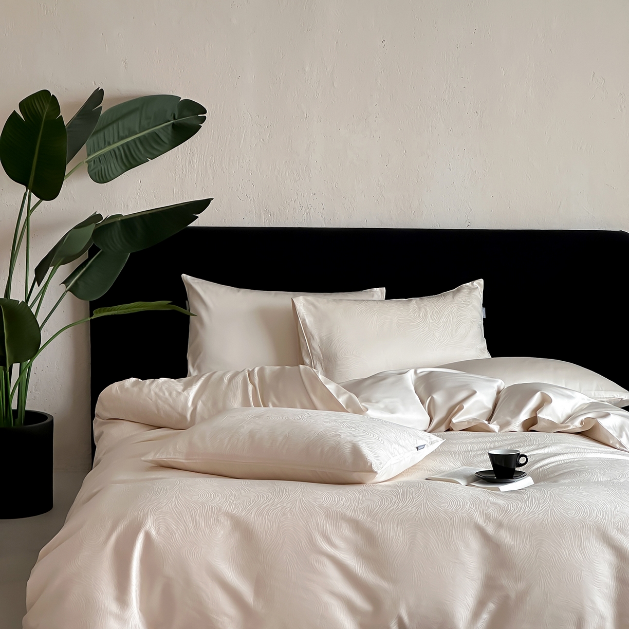 91家纺网 家纺一手货源 找家纺 时光里 2026新款100S贡缎提花全棉四件套 序纹-香槟