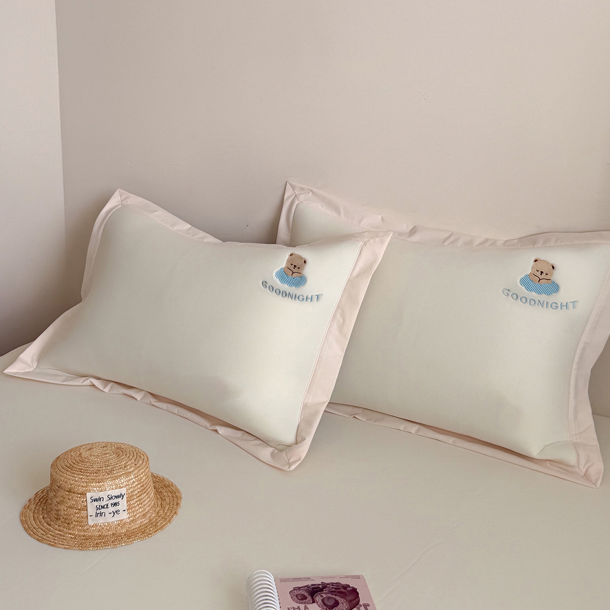 91家纺网 家纺一手货源 找家纺 Sweet dreams甜梦 2026新款夏款A类锦氨卡通刺绣立体床笠款凉感席 安睡小熊