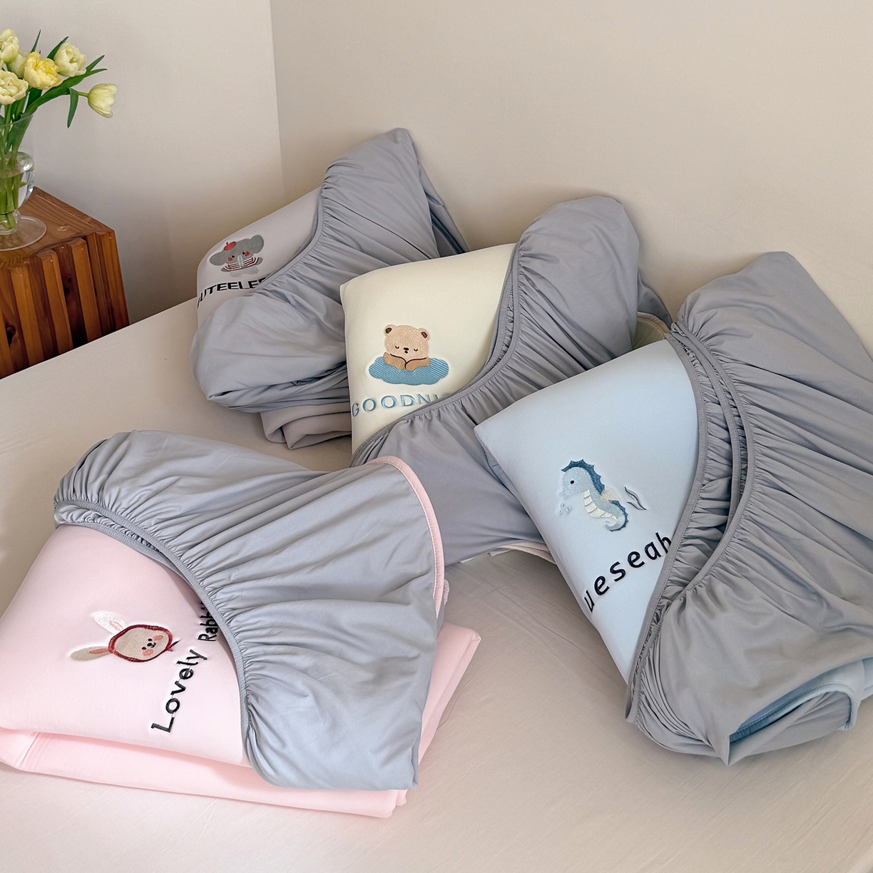 Sweet dreams甜梦 2026新款夏款A类锦氨卡通刺绣立体床笠款凉感席 组合