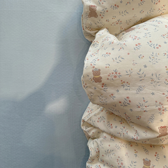 91家纺网 家纺一手货源 找家纺 忆生活家纺 2026春夏新款A类全棉纯棉有氧双层纱小清新四件套 森田小熊