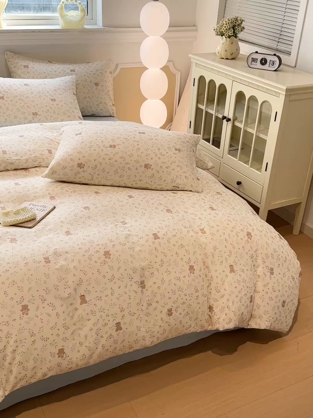 91家纺网 家纺一手货源 找家纺 忆生活家纺 2026春夏新款A类全棉纯棉有氧双层纱小清新四件套 森田小熊